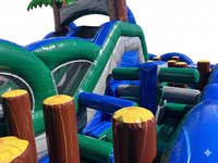 Parcours d'obstacles gonflable commercial modèle OC002 Thème Jungle, jeu de défi multicolore en PVC pour enfants, aventure en plein air