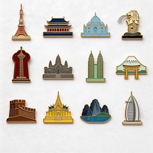 Pins de solapa esmaltados de la Gran Muralla y <span class=keywords><strong>el</strong></span> Monte Fuji, monumento asiático, impresión UV, recuerdo de <span class=keywords><strong>viaje</strong></span>, insignia de metal personalizada, broche, emblema moderno - Product Image 2