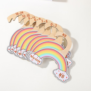 Rainbow Wooden Baby Clothes Hanger, Age-Oriented <b>Storage</b> <b>Rack</b> for Newborn Babies, Creative Cartoon Wooden Clothes Hanger - Product Image 1