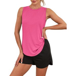 FOXA Women's <b>Tank</b> <b>Top</b> Hot Pink L Quick Dry Athletic <b>Workout</b> <b>Tops</b> Summer Fitness Sleeveless Knitted 100% Polyester - Product Image 4