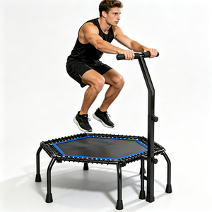Mini <span class=keywords><strong>trampolino</strong></span> esagonale con corrimano regolabile, <span class=keywords><strong>trampolino</strong></span> da fitness per interni per adulti, palestra domestica, yoga e allenamento. - Product Image 2