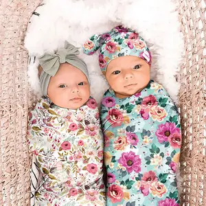 Yenidoğan bebeğin fotoğraf sahne seti harika çiçek bebek Wrap düğüm şapka bebek stüdyo fotoğrafçılığı