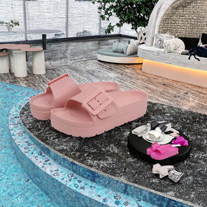 Sandalias de Mujer de Color Sólido, Diseño Simple, Casuales, Punta Abierta, Ligeras, con Correa de Hebilla, Suela Suave y Amortiguación Antideslizante - Product Image 3