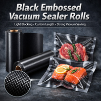 Sacs sous vide noirs gaufrés, qualité alimentaire, occultants, sept couches coextrudées PAPE, robustes, pour congélation de viande et fruits de mer