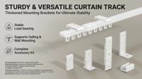 Rail de rideau télescopique en aluminium silencieux et lisse, sans coupures, robuste, réglable, pour montage au plafond ou au mur, 0,65-5,1 m
