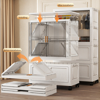 Armoire de Rangement Pliante en Plastique de Style Europééen, Fonctionnelle et Modulable, pour Chambre à Coucher (Vente en Gros)