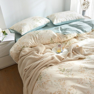 Roupa de cama quatro conjuntos de algodão puro Nantong casa têxtil pequena cama fresca quatro conjuntos de roupa de cama de algodão sarja - Product Image 3