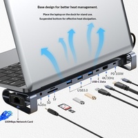 Convertisseur Hub Type-C 10-en-1, lecteur de carte USB3.0 HD, audio, interface Ethernet, station d'accueil multifonction pour ordinateur portable