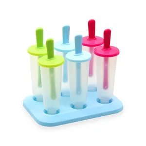 BHD BPA Free Food Grade Easy Release Set Of 6 Plastic Ice Pop Round Popsicle Molds Homemade DIY Ice Cream Maker With Sticks