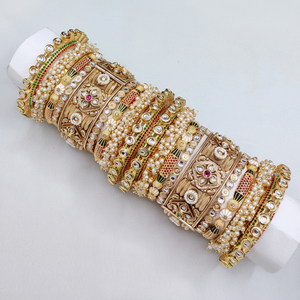 Handcrafted Kundan Pearl & Meenakari Openable <b>Bangles</b> Designer Elegant Jewelry Premium Bridal <b>Set</b> - Product Image 2