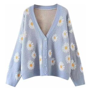 <span class=keywords><strong>Pull</strong></span> boutonné à manches longues et col en V pour femmes <span class=keywords><strong>Pull</strong></span> en tricot ample pour femmes <span class=keywords><strong>Pull</strong></span> cardigan en tricot imprimé personnalisé pour femmes - Product Image 1