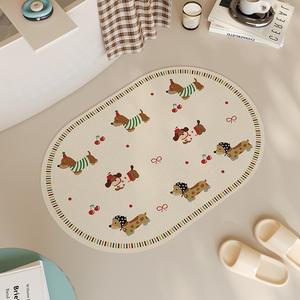 Alfombra de baño ovalada Sausage Squad con diseño de perros de dibujos animados, antideslizante, para baño, cocina, entrada de restaurante - Product Image 4