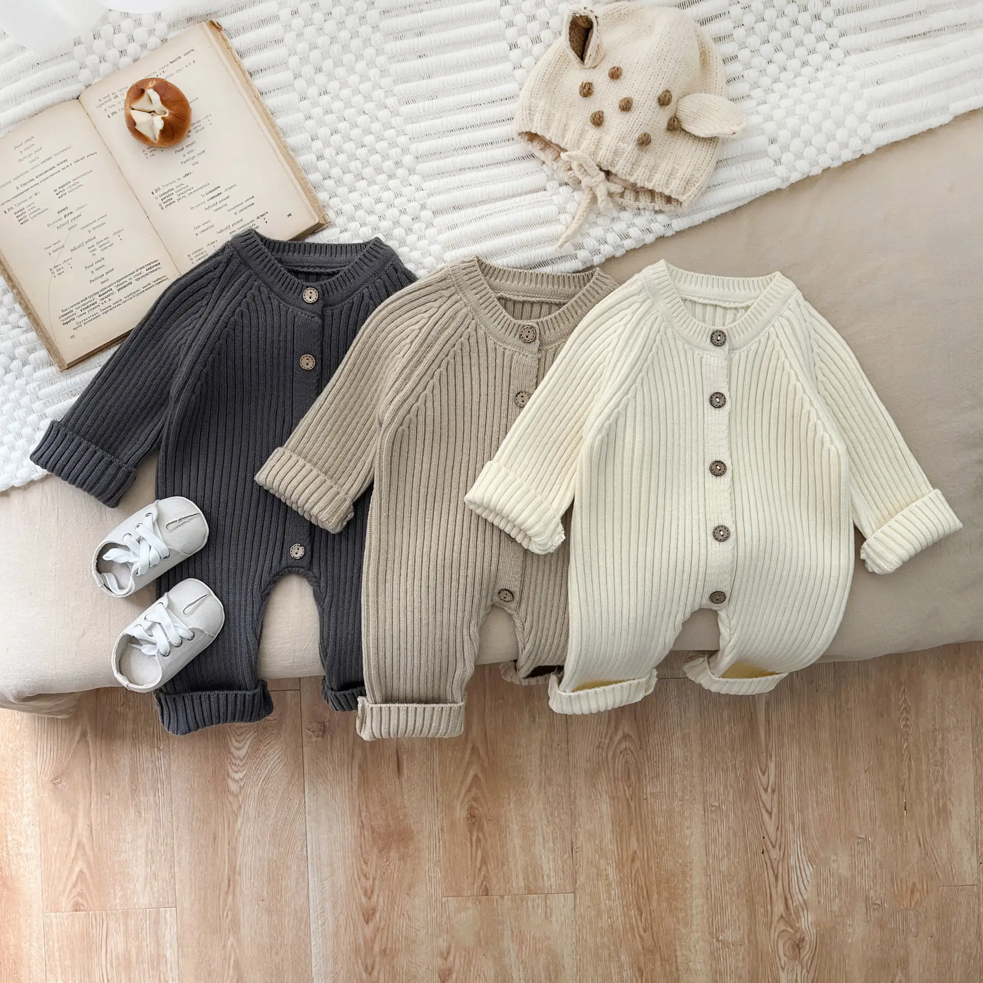 Babykleding Herfst En Winter Baby Gebreide Dikke Kruipende Kleding Pasgeboren Winter Trui Jumpsuit