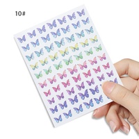 Stiker Dekorasi Kuku 3D Kupu-kupu Prancis Grosir, Warna Laser, Tahan Air, Tidak Beracun, untuk DIY