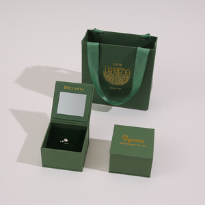 Premium <b>Mirror</b> Jewelry Gift <b>Box</b> with Paper Bag 1200g Cardboard Velvet Lining Jewelry Packaging for Retail Brands necklace store - Product Image 3