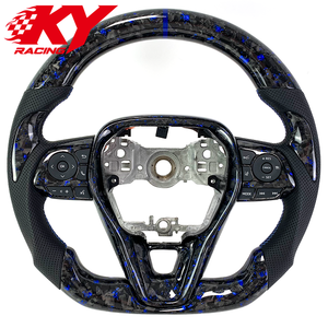 Volante Deportivo Personalizado de Fibra de Carbono Forjada Azul con Cuero, Estilo Racing, Compatible con Toyota Corolla Camry 2018-2025 - Product Image 1