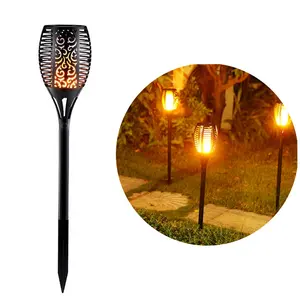 Güneş Tiki Torch ışıkları LED bahçe su geçirmez açık avlu lamba dans alev titrek 12 33 54 96 LEDs peyzaj ışığı