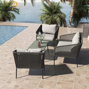 Ensemble de canapés 4 places modernes et imperméables, tissage de corde de meubles, ensemble de canapés de <span class=keywords><strong>jardin</strong></span> Villia pour cour extérieure en aluminium - Product Image 4