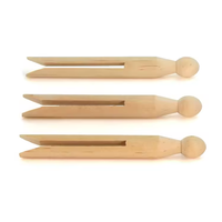 Pinces à linge en bois à tête ronde personnalisées OEM ODM, en bouleau naturel non peint, pour artisanat de poupées