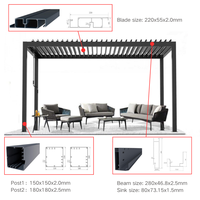 Pergola moderne en aluminium thermolaqué à lames orientables, pavillon de jardin extérieur, gazebo avec caractéristiques imperméables et résistantes au vent, tailles personnalisées