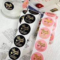 Autocollants personnalisés en rouleau pour les chaînes de supermarchés - Autocollants promotionnels de remerciement avec estampage à chaud doré, logo personnalisable