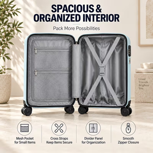Valise intelligente à roulettes de 20 pouces en ABS rigide avec port de chargement USB, roues pivotantes à 360 degrés et serrure TSA – Stock US - Product Image 3