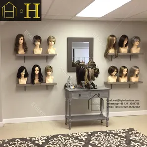 Benutzer definierte Rose Gold Haar Perücke Wand Display Regal Trendy Beauty Shop Möbel Salon Dekorieren Ideen für Schaufenster puppe Kopf stehen