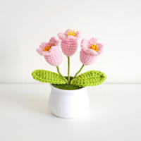 Mini-plante en pot créative à tricoter, bouquet de fleurs au crochet DIY, décoration d'intérieur en tissu fait main, pour la remise des diplômes et Pâques