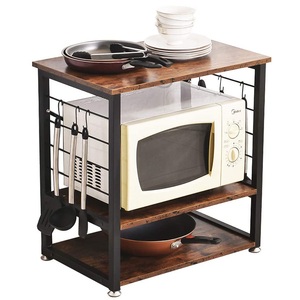 Support de cuiseur industriel avec rangement, 6 crochets, pour cuisine, Bar, café, four à micro-ondes, avec cadre métallique, pour Table - Product Image 1