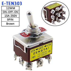 3PDT 온/오프/온 3 위치 9 핀 터미널 토글 스위치 AC250V 15A E-TEN302 303 로커 스위치 - Product Image 4