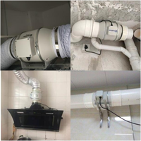 Ventilateur axial à conduit AC 220~240V/50Hz avec roulement à billes et pales en plastique, électrique, personnalisable OEM/ODM pour usage hôtelier