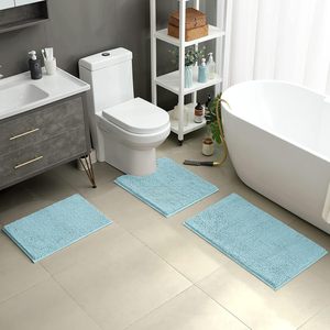 Bathroom Rugs Set Absorbent Chenille Polyester Bath Mats Plush Non-Slip <b>Thick</b> Home Use - Product Image 2