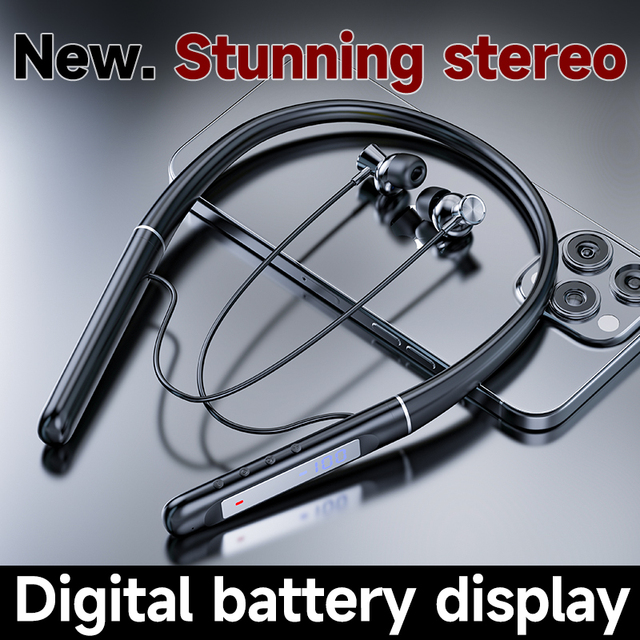 True Stereo Wireless Earbuds In-Ear Gaming Sports Headset LED Display Earphones Neckband Headphone