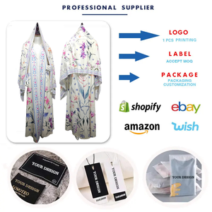 MQ223 Abaya Aperta Modesta per <span class=keywords><strong>Donne</strong></span> Musulmane, Vestito Stampato Islamico del Medio Oriente, Abaya Dubai Cardigan con Hijab - Product Image 4