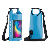 Sac étanche souple 2L avec fermeture éclair et sangle chaîne pour sports de plein air, trekking, canoë-kayak, rafting, surf, kayak, camping en PVC