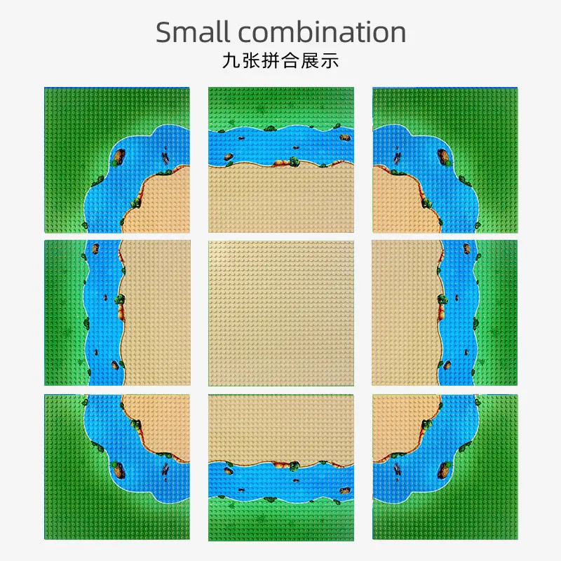 Composizione della piastra di base del blocco di costruzione dell'isola 32x32 32*32 scena dell'isola fai da te della parete del blocco di costruzione di piccole particelle per i giocattoli dei bambini