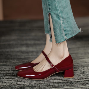 Zapatos de Tacón Grueso y Medio para Mujer, Estilo Francés, Profesionales, Talla Grande, para Primavera - Product Image 1