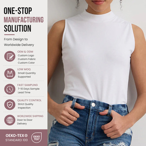 T-shirt estive da <span class=keywords><strong>donna</strong></span> slim fit in <span class=keywords><strong>cotone</strong></span>, magliette da <span class=keywords><strong>donna</strong></span> a collo alto, t-shirt da <span class=keywords><strong>donna</strong></span> senza maniche in <span class=keywords><strong>cotone</strong></span> Fair Cotton - Product Image 1