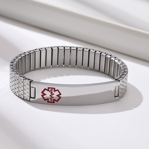 สร้อยข้อมือสำห<span class=keywords><strong>รับ</strong></span>ผู้ชายผู้หญิง 12 มม. สแตนเลสสตีล ยืดหยุ่นได้ สร้อยข้อมือทางการแพทย์ สร้อยข้อมือแฟชั่นและกำไลข้อมือ เครื่องประดับสแตนเลส - Product Image 3