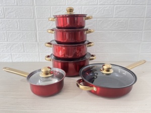 Batterie de Cuisine Antiadhésive de 12 Pièces en Acier Inoxydable, Poignées Dorées, <span class=keywords><strong>Faitout</strong></span> <span class=keywords><strong>et</strong></span> Casserole à Lait pour Usage en Cuisine - Product Image 2