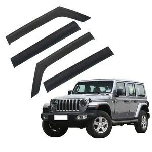 Defletor de injeção de sol de tempo e chuva, viseira de janela com faixa de aço inoxidável para porta de 2018-2021 jeep wrangler jl