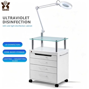 Carrito de Almacenamiento Multifuncional para Salón con 4 Cajones y Tapa de Vidrio, Carrito de Belleza Móvil con Ruedas para Manicura y Estudio de Pestañas - Product Image 3