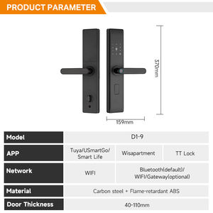 Cerradura <span class=keywords><strong>de</strong></span> Puerta Digital UIELOCK D1-9 con Control Remoto por Aplicación Tuya, Anti-Espionaje, Contraseña, Huella Dactilar, Llave y <span class=keywords><strong>Tarjeta</strong></span> RFID - Product Image 2