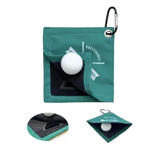 Nylon Cloth Waterproof Golf Ball Cleaning Towel Built-in Silicone Cleaning Brush