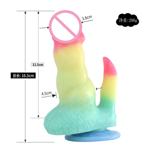 Consoladores realistas artificiales Color del arco iris Lindo pene Anal Plug Juguete sexual de doble extremo para mujeres Masaje vaginal - Product Image 2
