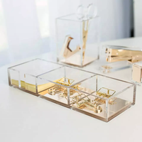Accessoires de bureau cadeau 3 en 1 support de mémo à Base d'or en acrylique transparent