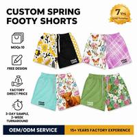 Shorts de football personnalisés style australien, pour la pêche printanière, l'agriculture, décontractés, avec impression florale, photo, shorts de rugby avec poche zippée
