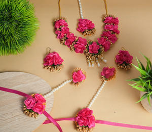 Elegante Conjunto de Joyería Floral Roja Hecha a Mano para Novia, Collar, Aretes y Pulsera Étnicos para Boda, Accesorios para Fiesta Nupcial - Product Image 4