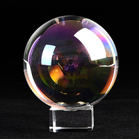 Boule de cristal moderne personnalisée 2025 avec base LED, globe solide transparent, objet de collection fait main