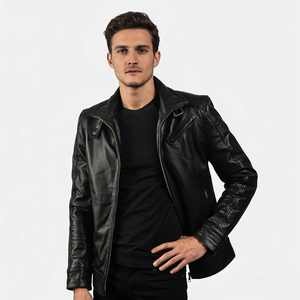 Veste en <span class=keywords><strong>cuir</strong></span> pour <span class=keywords><strong>homme</strong></span> à col zippé, multi-poches, avec logo brodé personnalisé, style moto, décontractée, tendance, pour le travail, OEM - Product Image 2